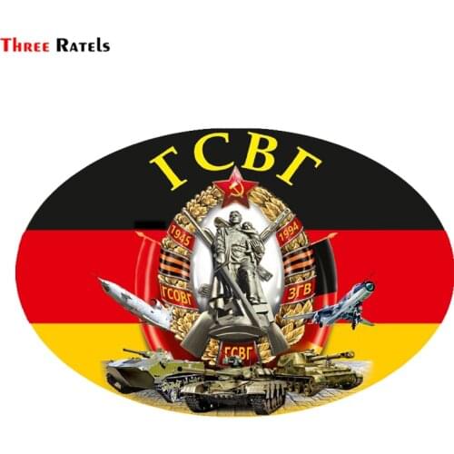 Three Ratels LCS488# 15x10cm group of Soviet troops in Germany car stickers funny styling removable decal