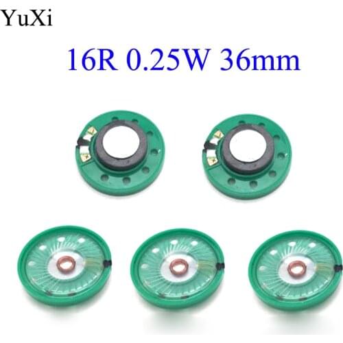 YuXi 2pcs/lot New Green Ultra-thin Mini speaker 16 ohms 0.25 watt 0.25W 16R speaker Diameter 36MM 3.6CM thickness 7MM