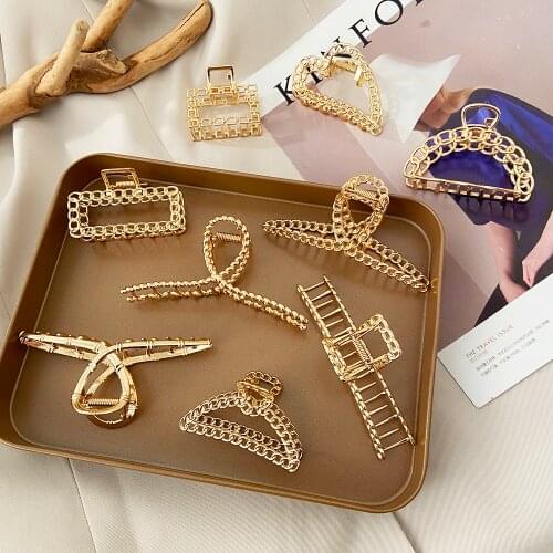 FNIO 2020 Women Girls Geometric Hair Claw Clamps Hair Geometric Love Square Shape Hair Clip Claws Solid Color Accessories Hairpi
