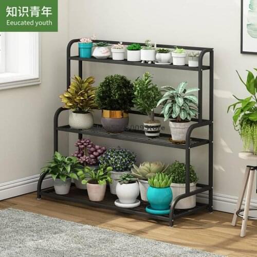 Iron flower rack shelf balcony flower shelf indoor living room simple floor-to-ceiling multi-layer succulent green radish plant