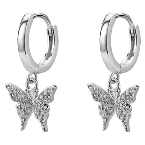 925 Sterling Silver Tassel Butterfly Korean Stud Earrings For Women Wedding Jewelry Brincos Pendientes eh486