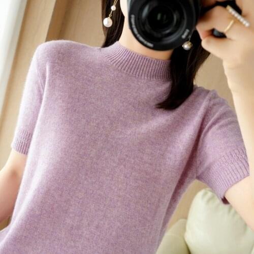 Pullover women 2021 spring round neck cotton sweater short sleeve women casual tops plus size womens clothes slim knit sweater