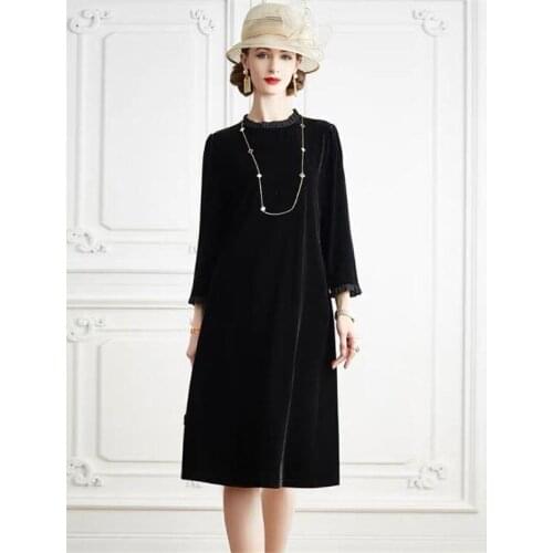 2021 New Spring fashion women Elegant luxury velvet dress,plus size Autunm party dress 5XL 6XL office lady Pleated ruffled dress