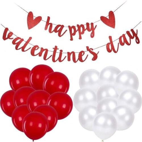 1set Red Heart Letters Happy Valentines day Banner Wedding Decoration Pendant Garland Photo Props Valentine Party Supplies