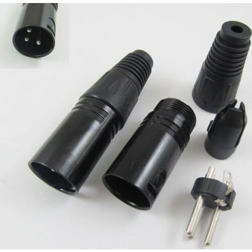 1pcs 3 Pin XLR Male Plug MIC Microphone Audio Connector Black NIckel