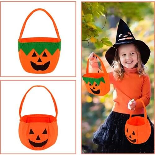 1pcs Non-woven Halloween Pumpkin Tote Bag Trick Or Treat Candy Packaging Bag Childrens Cookies Candy Bag Halloween Decoration