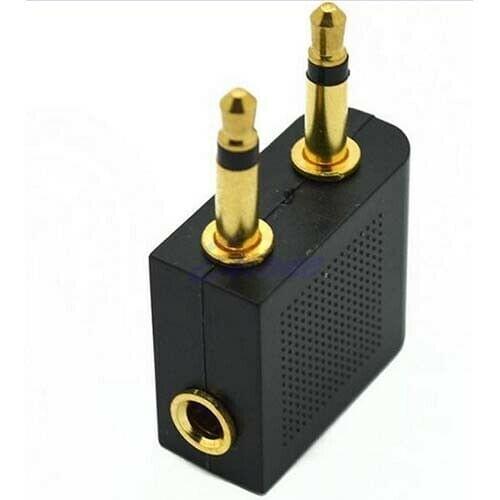 10pcs Airplane Airline Headphone Adapter Audio Jack 2Plug Air Plane Connector