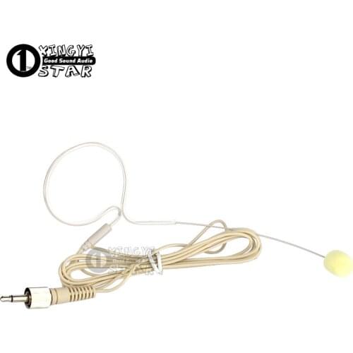 Beige Single Earhook Headset Microphone 3.5mm Screw Lock Plug Condenser Mic Microfon For Karaoke Wireless Bodypack Transmitter