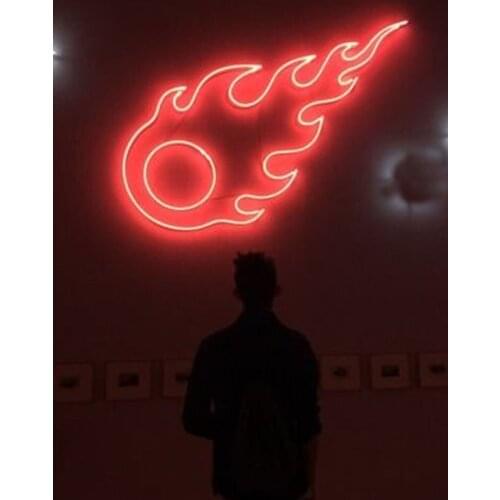 Decorative Light Flame Neon Light Sign Courage Restaurant Accessory Beer Bar light Enseigne Lumineuse Handmade Real Glass Tube