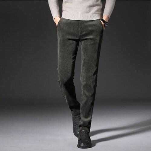 Designer Men Jeans Slim Fit Elastic Casual Autumn Newly Fashion Business Corduroy Pants Korean Style Smart Suit Long Trousers