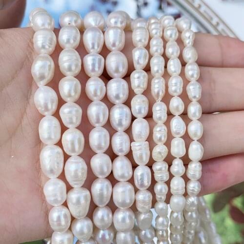 Natural Irregular Freshwater White Pearls Oval Rice Baroque Loose Spacer Beads For Jewelry Making DIY Women Necklace Bracelets