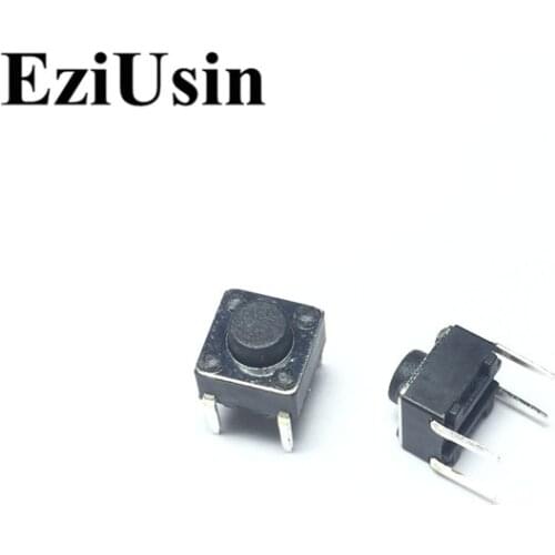 EziUsin 6*6*5 Straight Pins Black PCB Keyboard Light Touch Micro Switch Mini Touch Button Keys DIY Interrupteur For Toys Maker