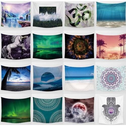 Mountain dawn landscape with waterfall and birds wall art tapestry beauty Mandalay background wall decor wall hanging tapestry