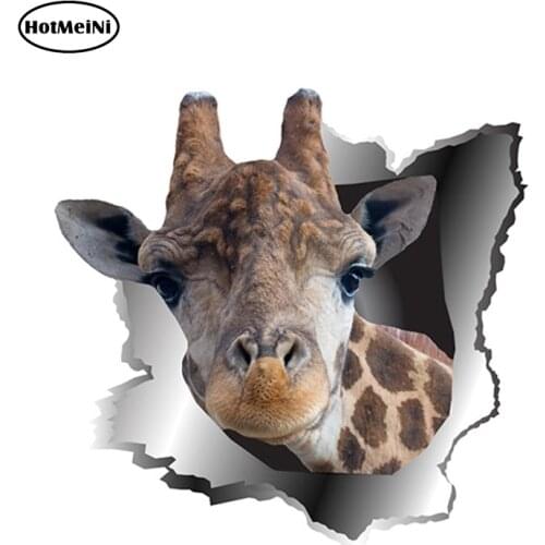 HotMeiNi 13cm x 12.5cm 3D Giraffe Car Stickers Torn Metal Vinyl Decal Reflective Sticker Funny Animal Car Styling Accessories