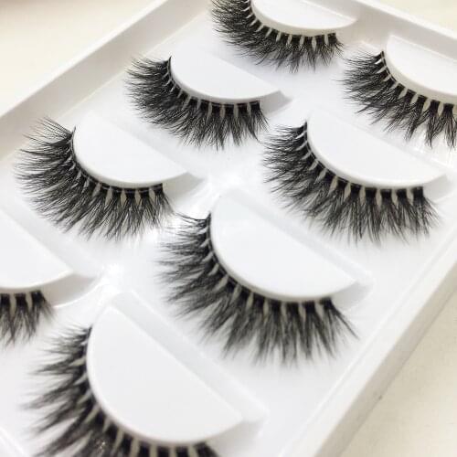 Customized Clear 5 Pairs Invisible Transparent 3D Mink Eyelashes Natural False Eye Lashes Soft Eyelash Wispy Makeup Faux Cils