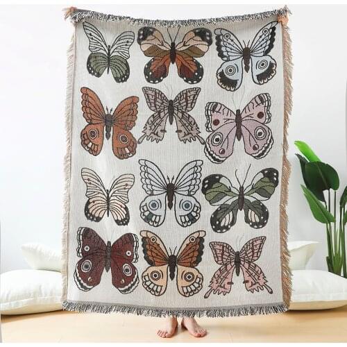Casual Blankets Carpet Decoration Butterfly Blanket Carpet Sofa Woven Blankets Single Tapestry Sofa Blanket Throw Blankets