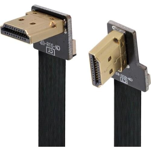 Jimier 90 Degree HDMI Type A Male Right Angled to HDMI Male Up Angled FPC Flat Cable for FPV HDTV Multicopter Aerial Photography