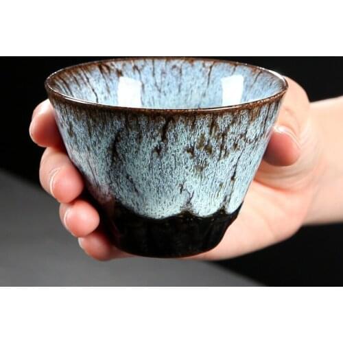 Hand Made Tianmu Pinming Water Mug 120ml Kiln Change Tea Cup Big Size