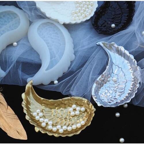 Wing Storage Tray Plate Silicone Mold Pendants Jewelry Dish Making UV Resin Mold Jewelry Silicone Mold For Resin