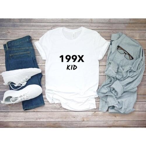 Fashion Funny 199X KID letter printed T-shirt Cute 100% cotton shorts crewneck top tees tshirts for 90S unisex harajuku goth