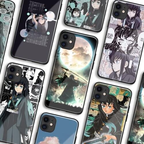 Muichiro Tokito Kimetsu no Yaiba Anime Phone Cases For iPhone 11 12 Mini Pro XS Max 6s X XR 6 7 8 Plus SE Soft Shell Glass Cover