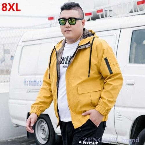 Autumn mens jacket plus size 8XL new casual jacket Korean version trend thin section coat male oversized black