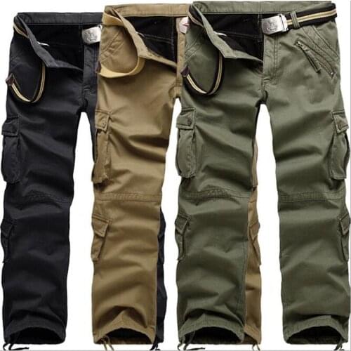 Mens Warm Winter Cargo Pants Casual Mens Pant Multi Pocket Military Overall Men Outdoors Trousers Plus size