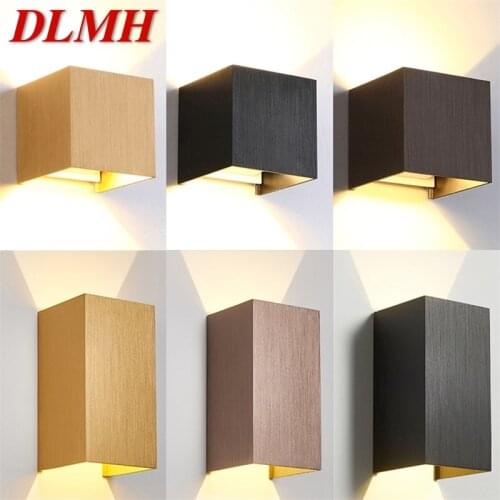DLMH Outdoor Wall Light Fixture Aluminum LED Brushed Square Sconces Waterproof Creative Decorative For Bedroom Living Room