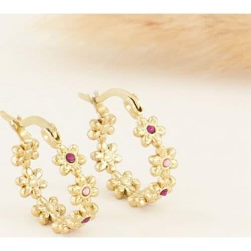 CRMYA Unusual Crystal Cubic Zirconia Silver Gold Plated Flower Hoop Earrings For Women Wedding Trendy Jewelry wholesale