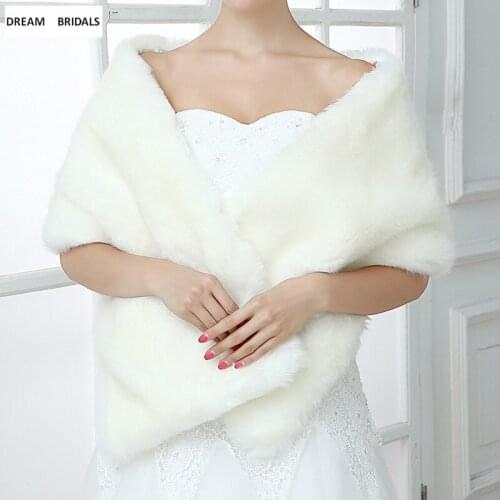 Fashion New Faux Fur Bridal Shawl Plush Thick Collar Neck Long Wrap Winter Warm Cross Scarf Synthetic Leather Women Solid Shawl