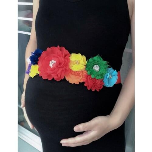 Womens Novelty Belts Colorful Flower Wedding Belt party belt decoration photo Rose Pearl pregnant woman waist cover