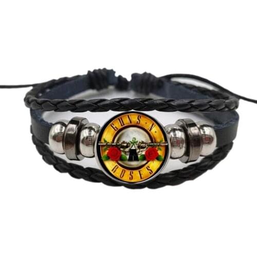 New Fashion Gun N Rose Button Bracelet Art Picture Glass Dome Bpgnr Logo Bracelet Steampunk Band Bracelet