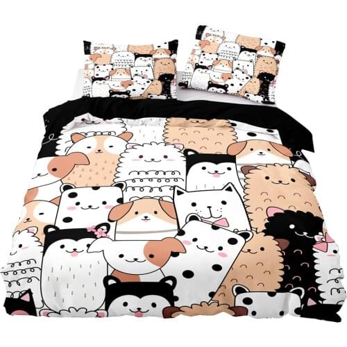 Cartoon Style Adorable Animal Pattern Duvet Cover Set With Pillowcase,210x210 Quilt Cover,245×210 Blanket Cover,Bedding Set