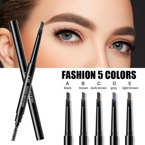Double head rotating automatic triangle eyebrow pencil professional waterproof eyebrow pencil with brush professional thr