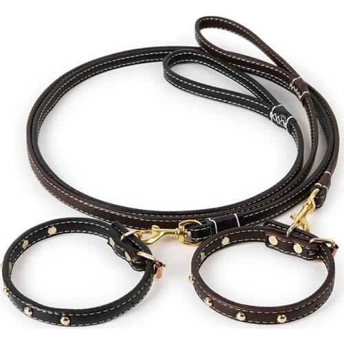 PU Pet Dog Collar Leash for Small Large Dogs Leather Rope Traction Belt Golden Retriever Pitbull Leads Accessories Pet Supplies