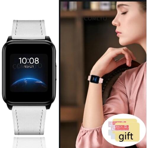 Top Qunlity leather band for Realme watch 2 smart watch strap genuine Leather bracelet realme watch 2 pro screen protector film