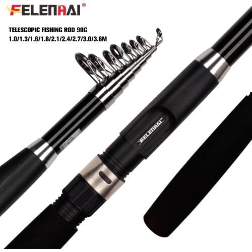 FELENHAI Telescopic Carbon Spinning Fishing Rod 1.0/1.8/2.1/2.4/2.7/3.0/3.6m Surf Travel Easy To Carry Power 90g Child Sea Pole