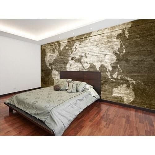 Custom texture wallpaper,World Map on Wood,3D Wallpaper photo for living room bedroom kitchen wall waterproof papel de parede