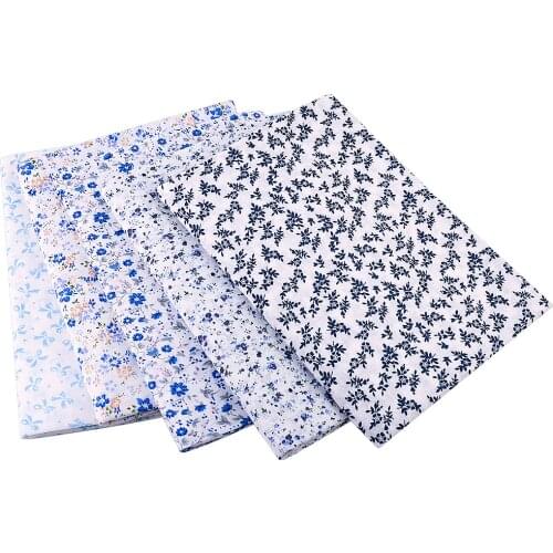 Beige Cotton Fabric Light Blue Flowers Cotton Fabrics Sewing Cloth Crafts Dolls Telas Tilda Tissue Patchwork Fabric Fat Quarter