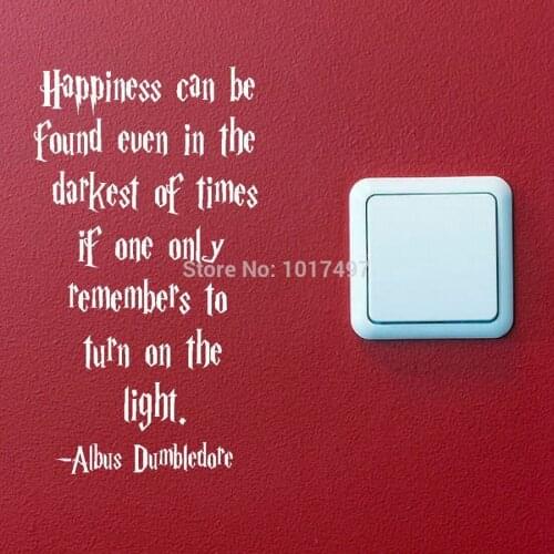 2pcs/set "Happiness can be found..."Vinyl Wall Sticker Albus Dumbledore Quotes Wall Decals For Home Switch Decoration