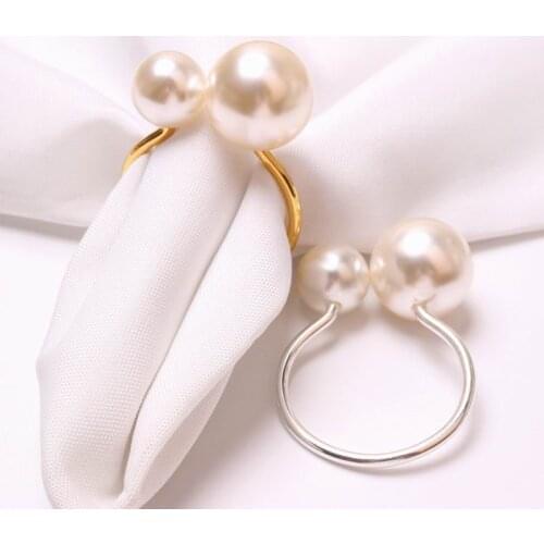 Pearls Napkin Rings U-Shaped Napkin Buckle for Dining Room Family Dinner Table Wedding Decor