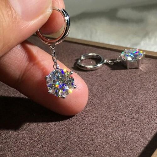 Female Luxury Crystal Zircon Dangle Earrings 925 Sterling Silver Wedding Engagement Long Ear Earring Earrings Fine Jewelry