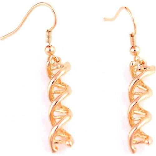 DNA Double Helix Shape Pendant Earrings For Female Special Design Gold Color Jewelry Zinc Alloy Provide Dropshipping