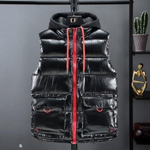 2021 New Vest Men Casual Thicken Winter Waterproof Warm Hooded Big Pockets Sleeveless Coat Hat Detachable Plus Size 4XL 5XL