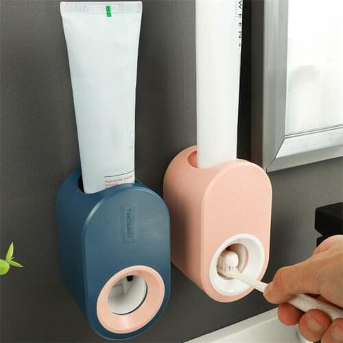 Toothpaste Automatic Squeezer Toothpaste Dispenser Wall Mount Toothbrush Holder for Bathroom Automatic Toothpaste Squeezer
