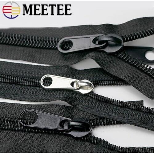 1/2/5Meter 8#10# Plastic Nylon Zippers Black Open End Long Zip for Outdoor Tent Zipper DIY Tailor Sewing Bag Clothes Accessories