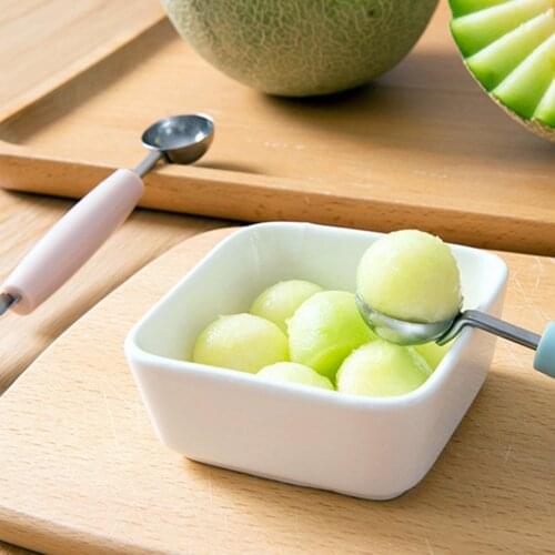 1pc Double Head Fruit Ball Digger And Carver Stainless Steel Fruit Spoon Carving Device Scoop Digger Random Color