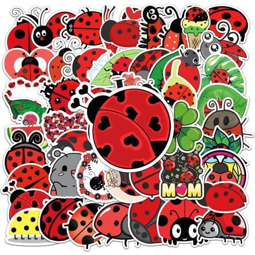 10/30/50PCS Cute Seven Star Ladybug Personality Fun Skateboard Trolley Case Bike Scooter Water Cup Waterproof Sticker Wholesale