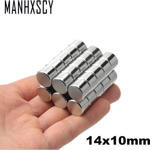 100pcs Neodymium N35 Dia14mm X 10mm Strong Magnets Tiny Disc NdFeB Rare Earth For Crafts Models Fridge Sticking magnet 14x10mm
