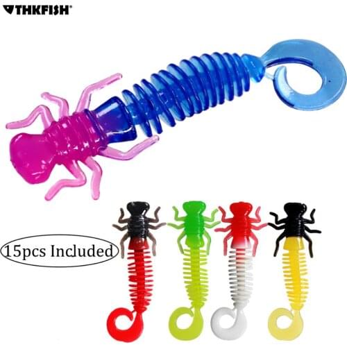 15pcs Soft Fishing Lure Bait 1.3g 6cm Soft Swimbait Grub Lures Artificial Trout Baits For Bass Fishing